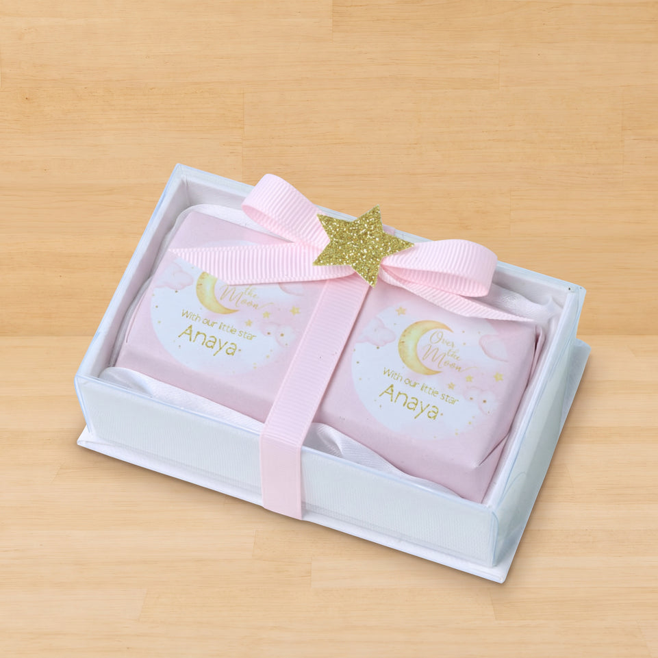 Set of 20 Baby personalized chocolate top view box
