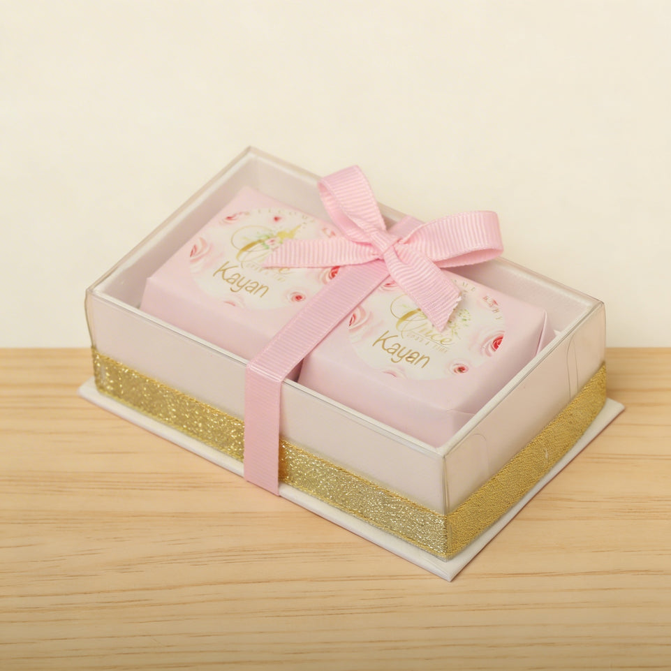 Set of 20 Personalized Baby Girl chocolate view top box