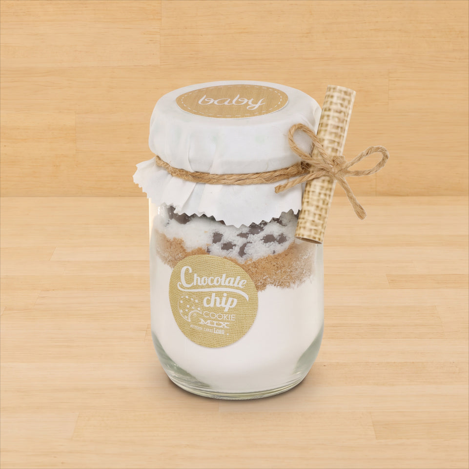 Set of 20 Baby rustic chocolate chip glass jar