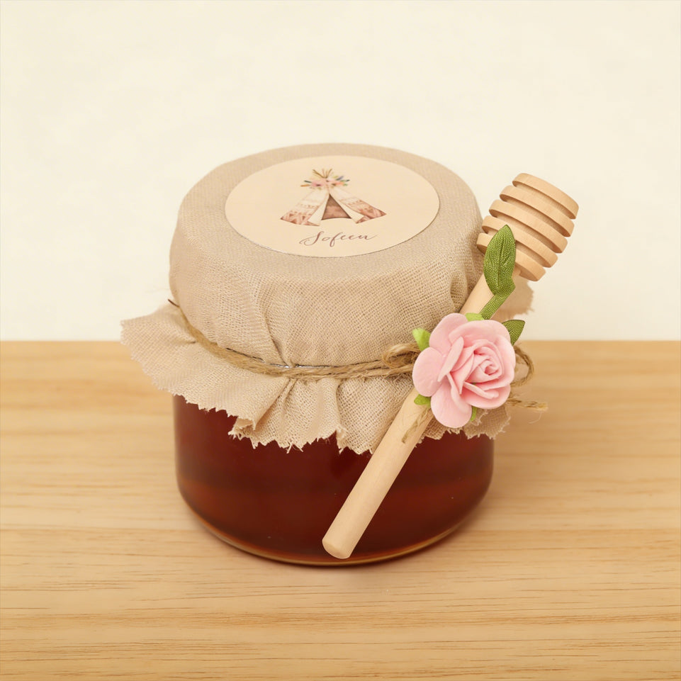 Set of 20 Baby flower decorated honey glass jar