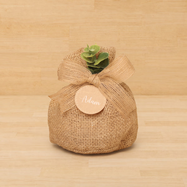 Set of 20 Baby Rustic personalized chocolate jute bag