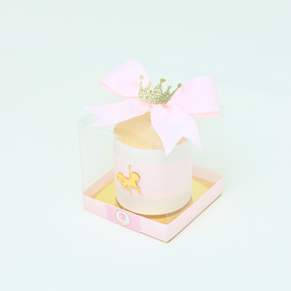 Set of 20 Baby carousel decorated candle clear box