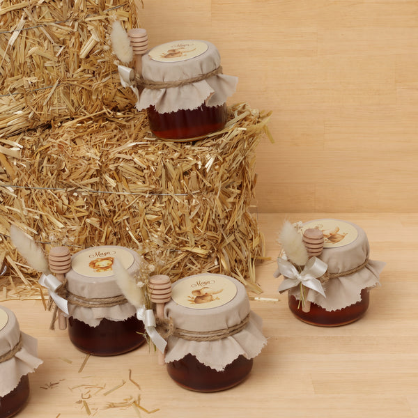 Set of 20 Rustic Baby design decorated honey jar