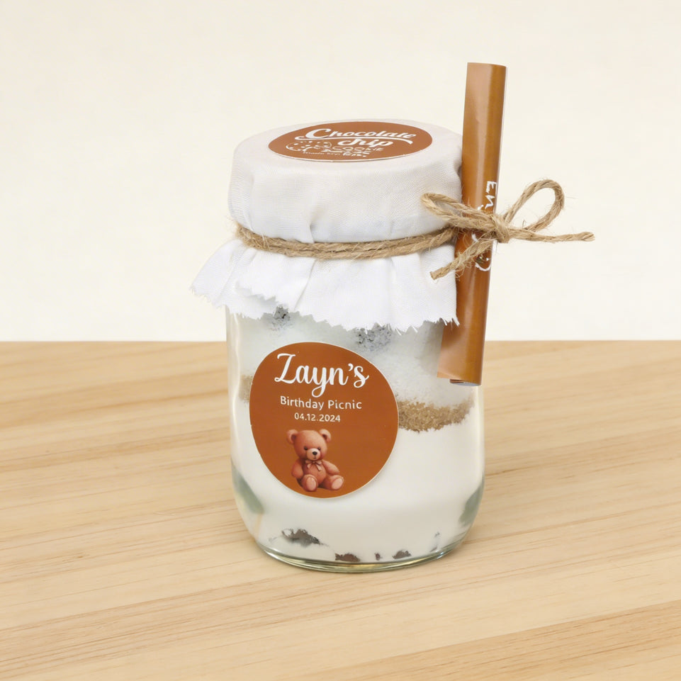 Set of 20 Baby personalized chocolate chip powder large jar