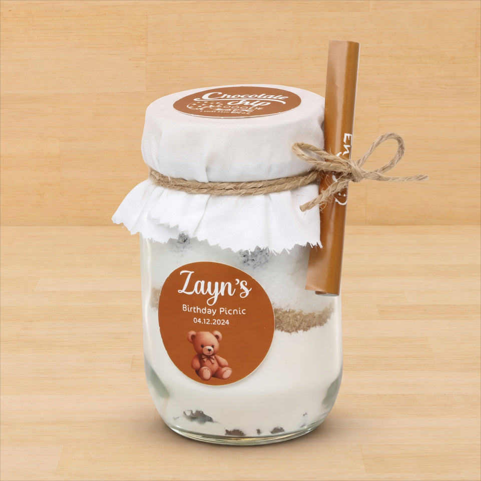 Set of 20 Baby personalized chocolate chip powder large jar