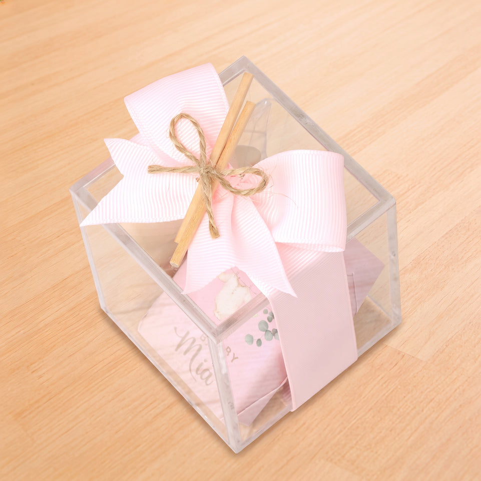 Set of 20 baby girl customized premium chocolate acrylic box