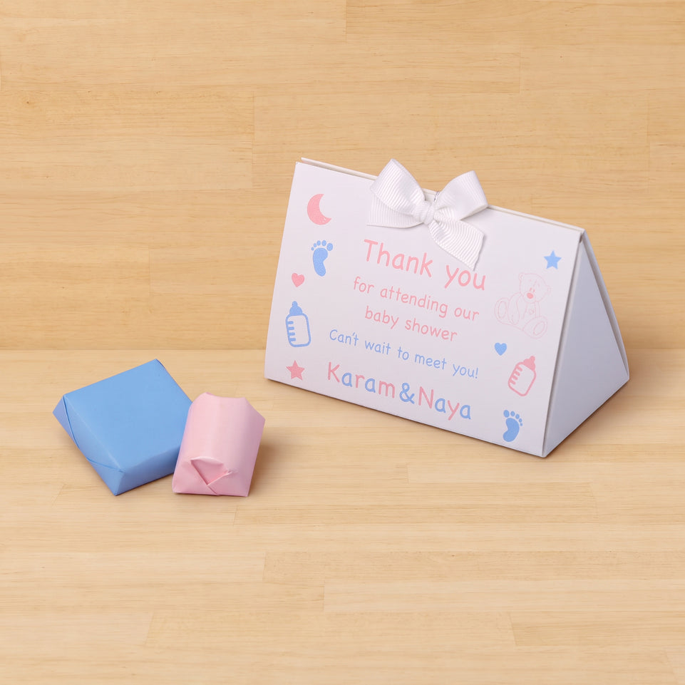 Set of 20 Twin baby personalized premium chocolate triangle box