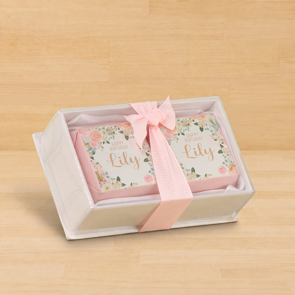 Set of 20 Baby girl floral design premium chocolate 2pc view top box