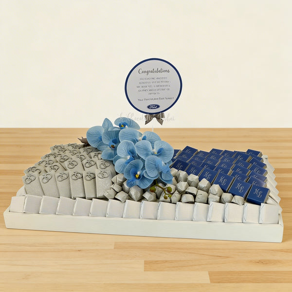 Bridal personalized & decorated chocolate leather tray