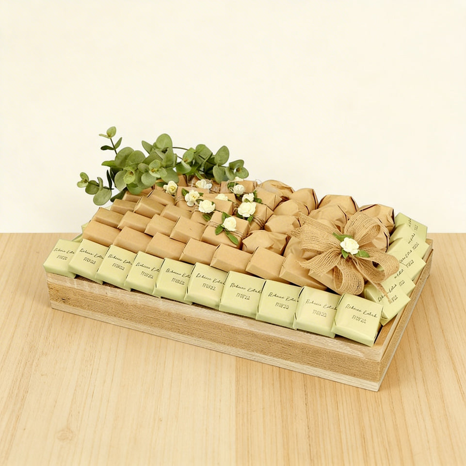 Bridal rustic design premium chocolate medium leather tray