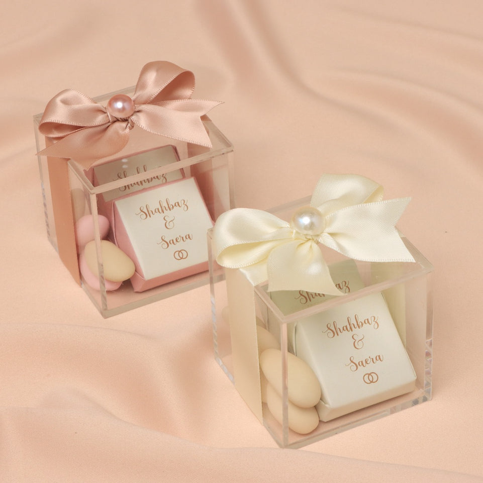 Set of 20 Bridal personalized chocolate acrylic box