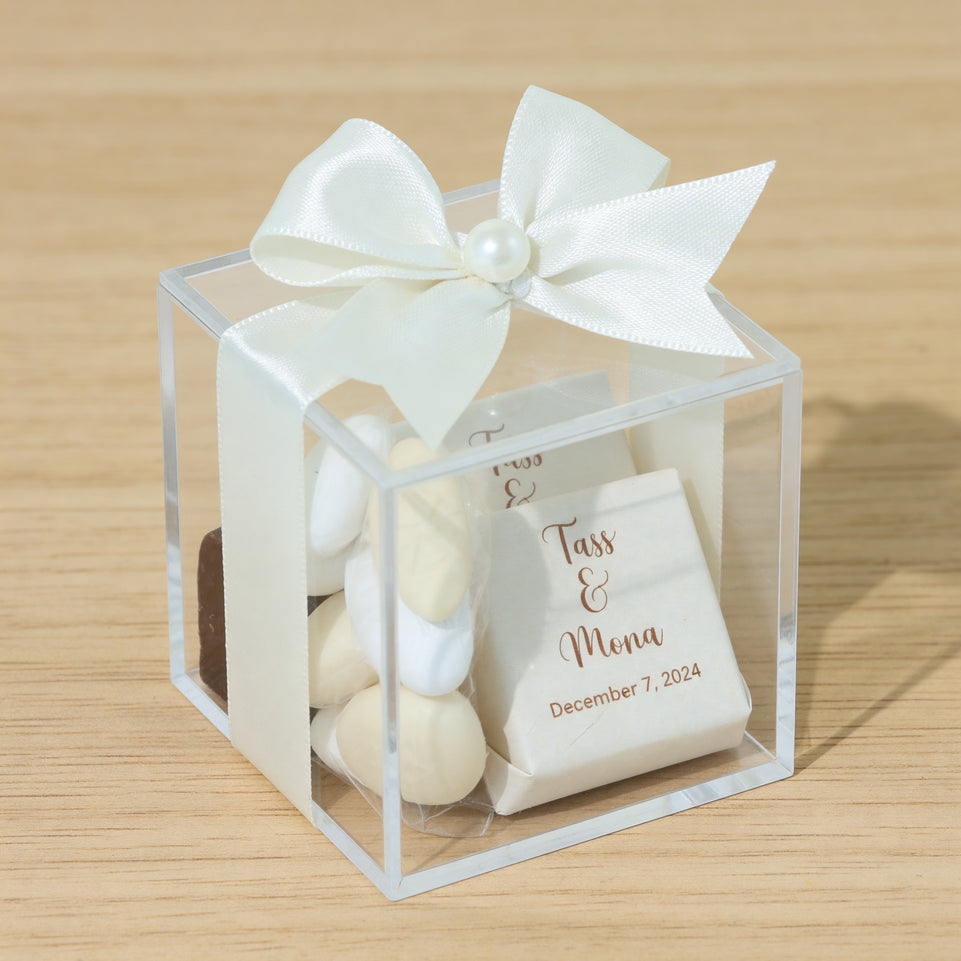 Set of 20 Bridal personalized chocolate acrylic box