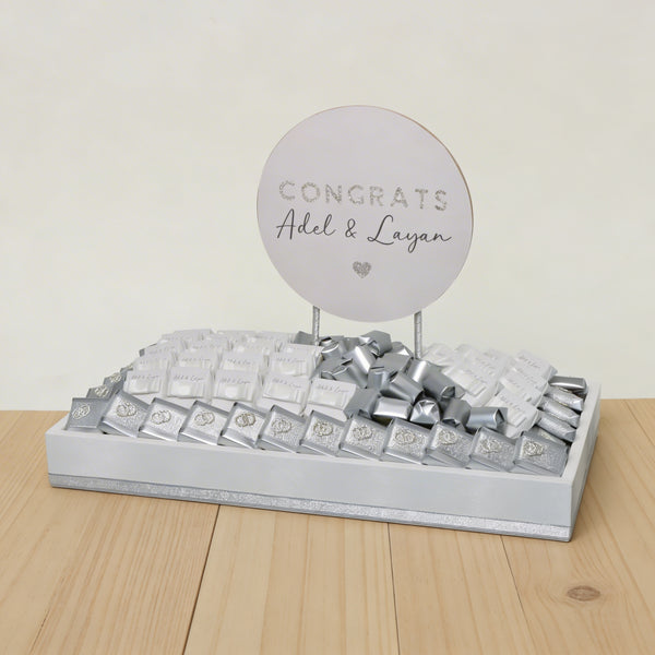 Bridal personalized & decorated chocolate medium leather tray
