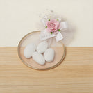 Set of 20 Flower decorated gold metallic almond dragees ring giveaway