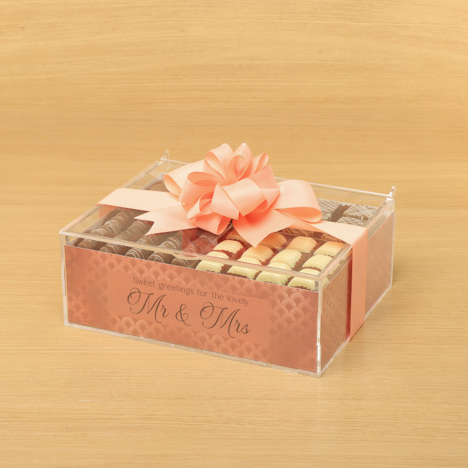 Bridal geometric pattern design premium chocolate gift acrylic box