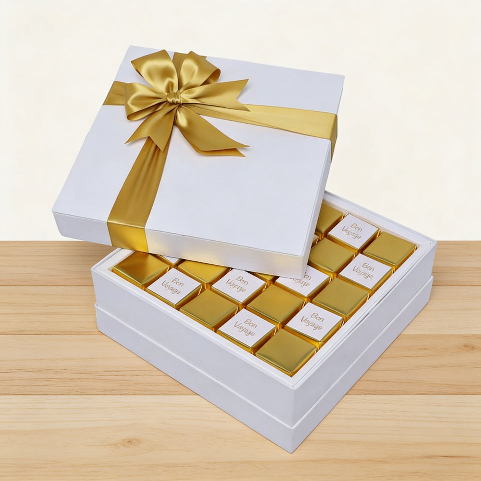 Bon voyage classic gold designed premium chocolate one layer hard box