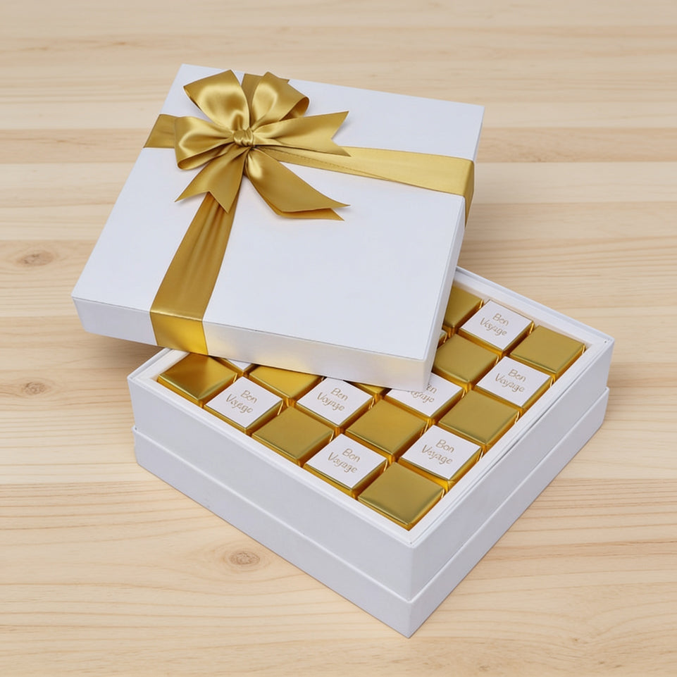 Bon voyage classic gold designed premium chocolate one layer hard box