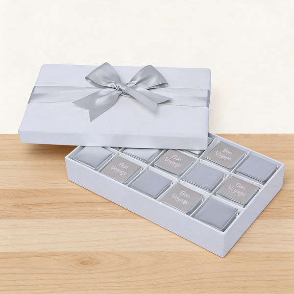 Bon voyage classic silver designed 15 piece premium chocolate hard box