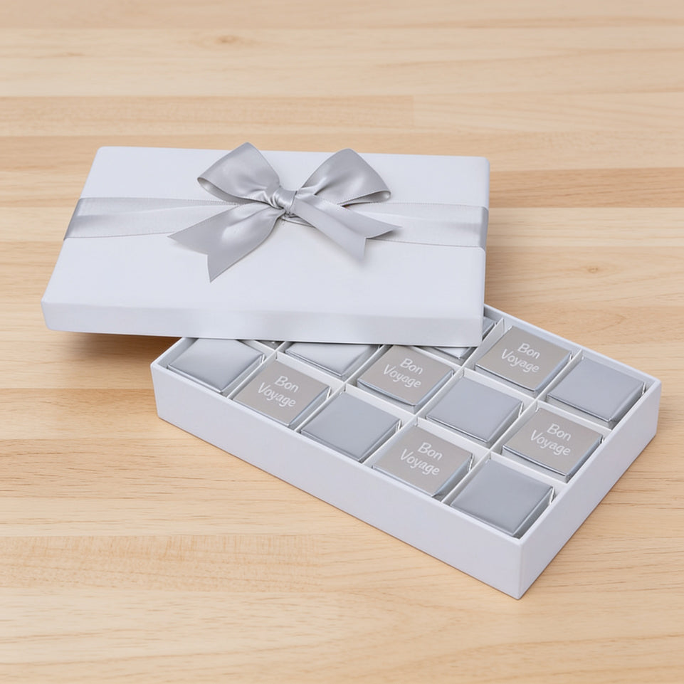 Bon voyage classic silver designed 15 piece premium chocolate hard box