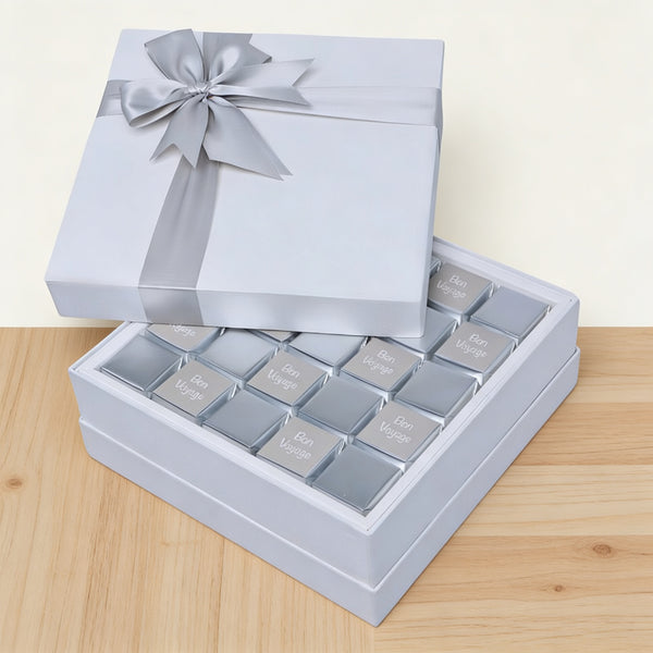 Bon voyage classic silver designed premium chocolate one layer hard box