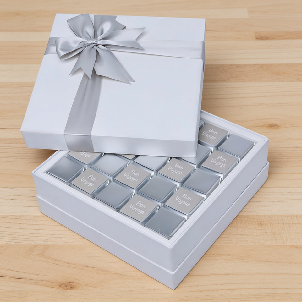 Bon voyage classic silver designed premium chocolate one layer hard box