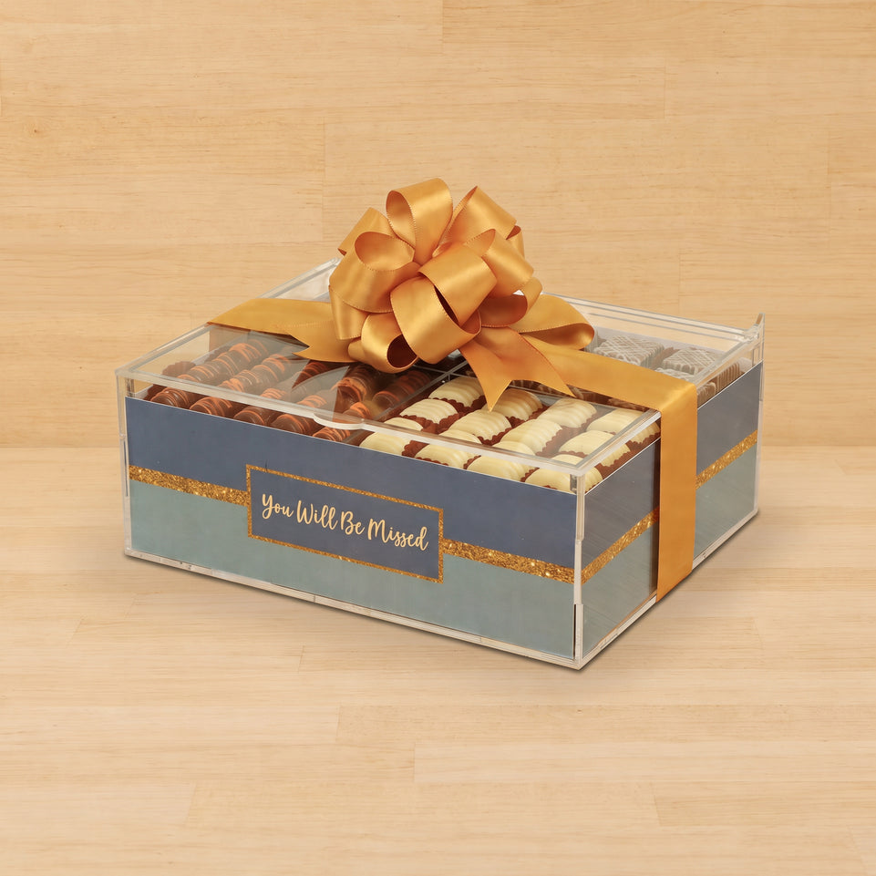 You will be missed designed premium chocolate small  double acrylic tray
