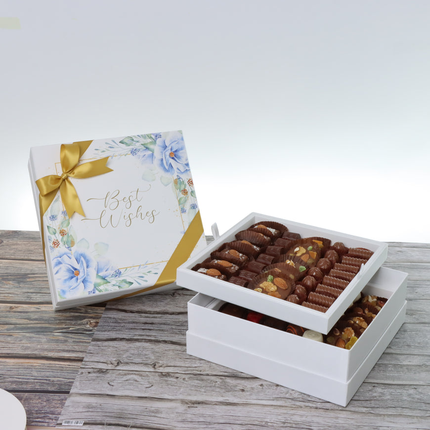 Best wishes floral designed chocolate 1 kg hard box