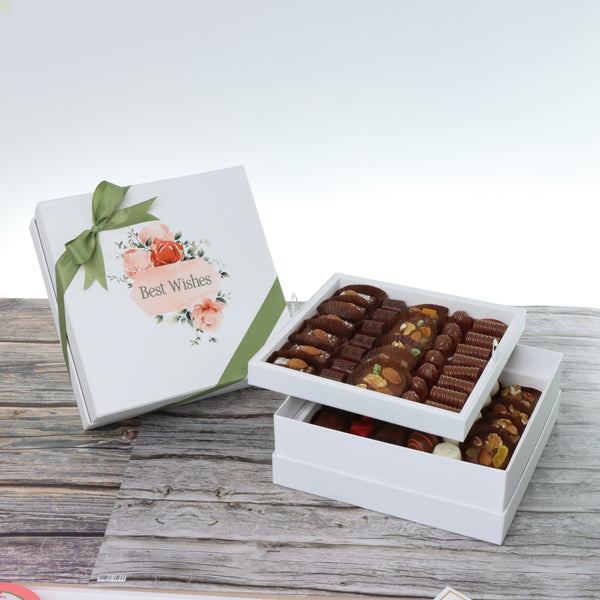 Best wishes floral frame designed chocolate 2-layer hard box