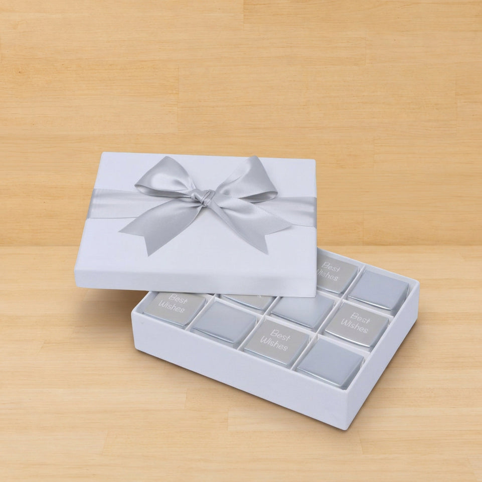 Best wishes silver classic designed 12P premium chocolate hard box