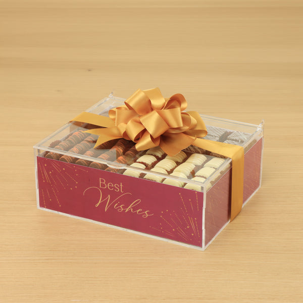 Best Wishes festive design premium chocolate gift acrylic box