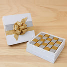 Calligraphy ribbon decorated chocolate hard box