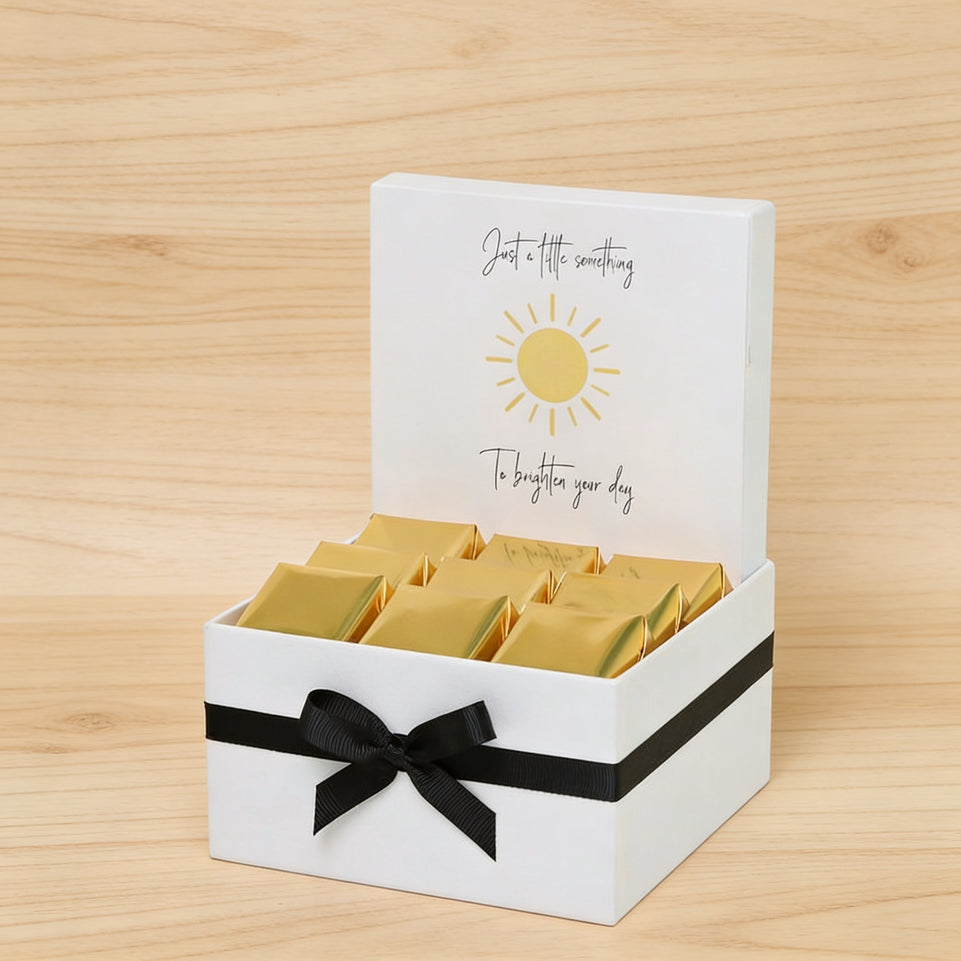 "Brighten your day" sun streak designed premium chocolate small hamper