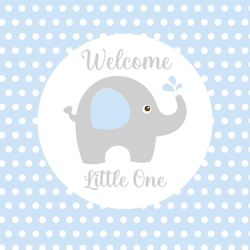 Baby boy elephant welcome little one greeting card  b