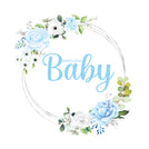 Baby boy floral frame welcome baby greeting card