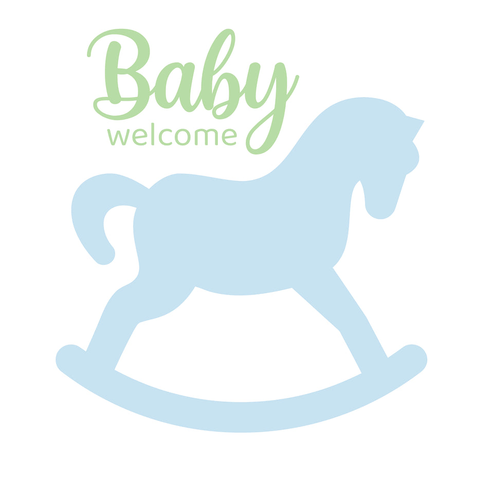 Baby boy rocking horse greeting card