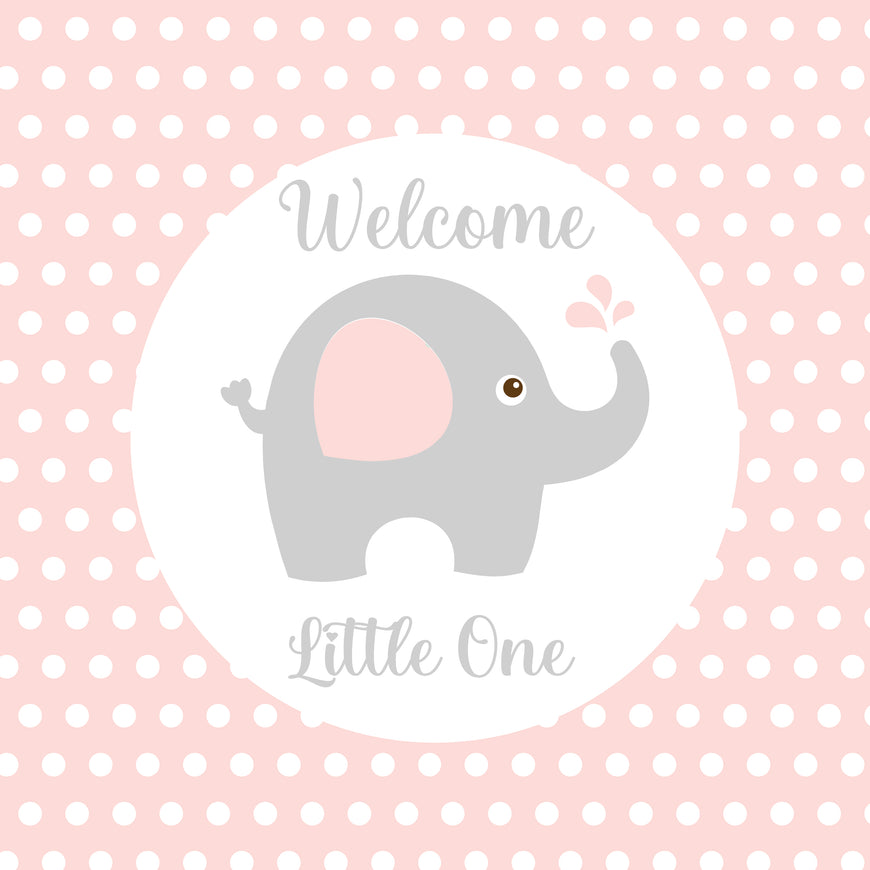 Baby girl elephant welcome little one greeting card