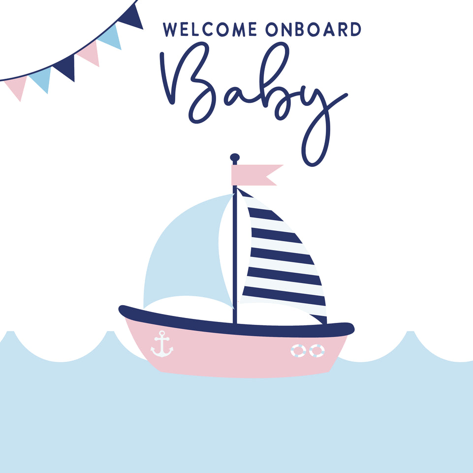 Baby girl nautical greeting card