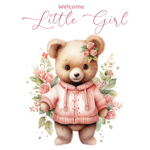 Baby girl teddy wearing sweater flora...