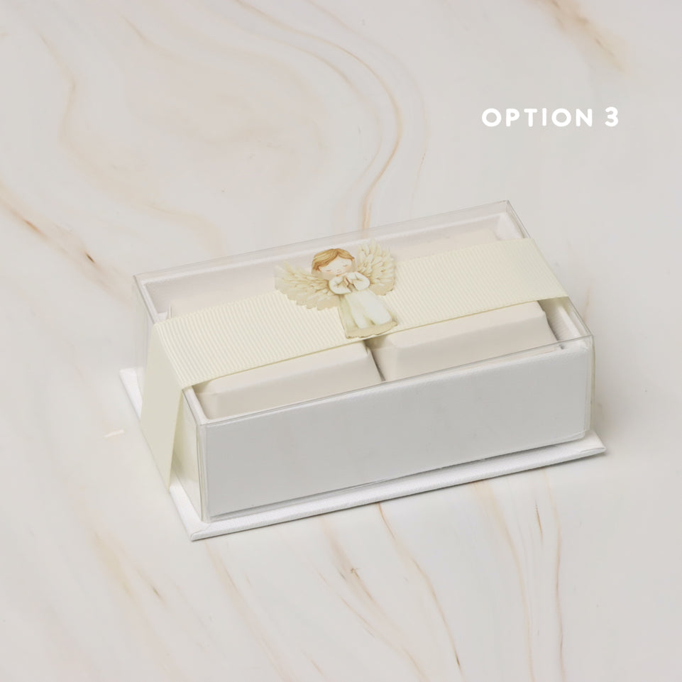 Set of 20 baby acrylic angel decorated premium chocolate top view hard box