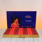 Corporate customized Happy diwali candle lights designed premium chocolate large leather tray