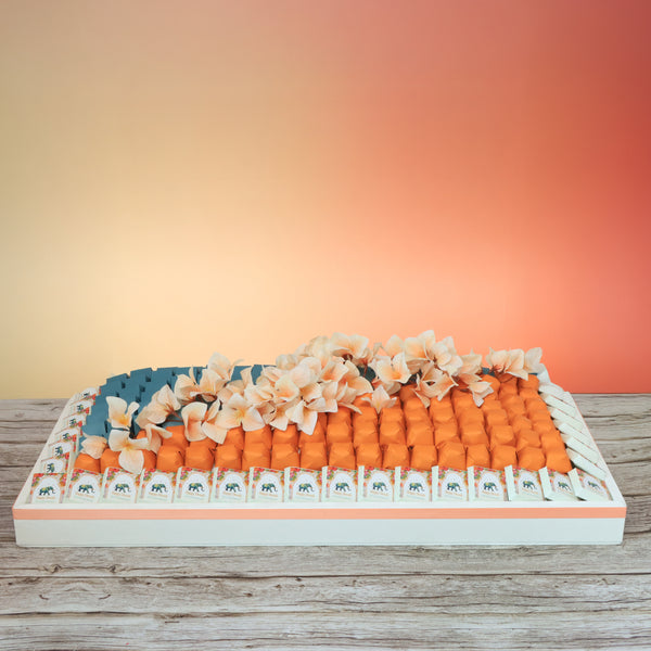 Happy Diwali floral elephant designed premium chocolate large leather tray