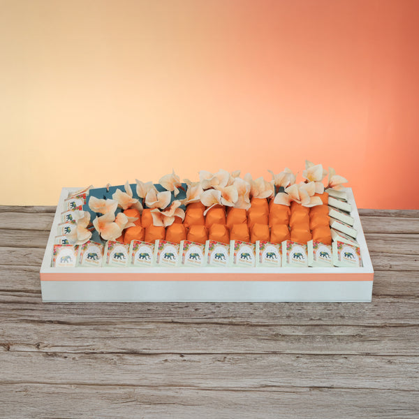 Happy diwali floral elephant designed premium chocolate medium leather tray