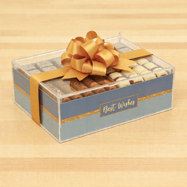 Best Wishes designed premium chocolate small  double acrylic tray