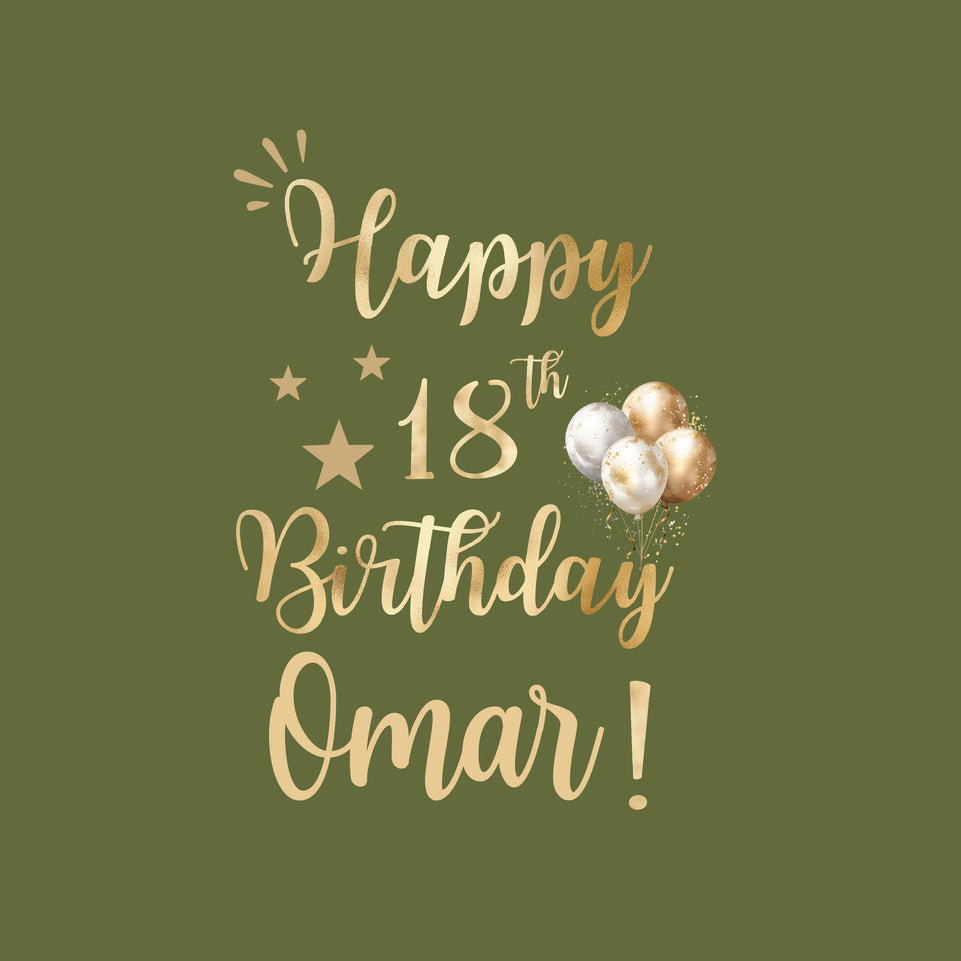 Birthday personalized age and name olive green greeting card