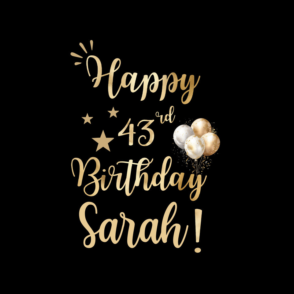 Birthday personalized age and name black greeting card