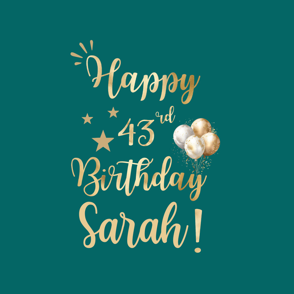 Birthday personalized age and name deep green greeting card