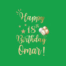 Birthday personalized age and name medium green  greeting card