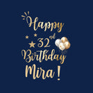 Birthday personalized age and name navy blue greeting card