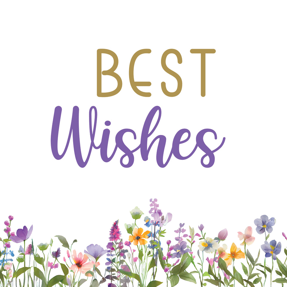 Botanical flowers best wishes greeting card