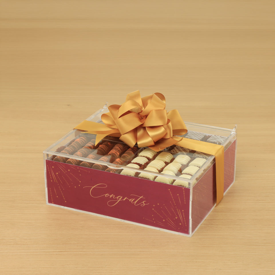 Congrats festive designed premium chocolate gift acrylic box